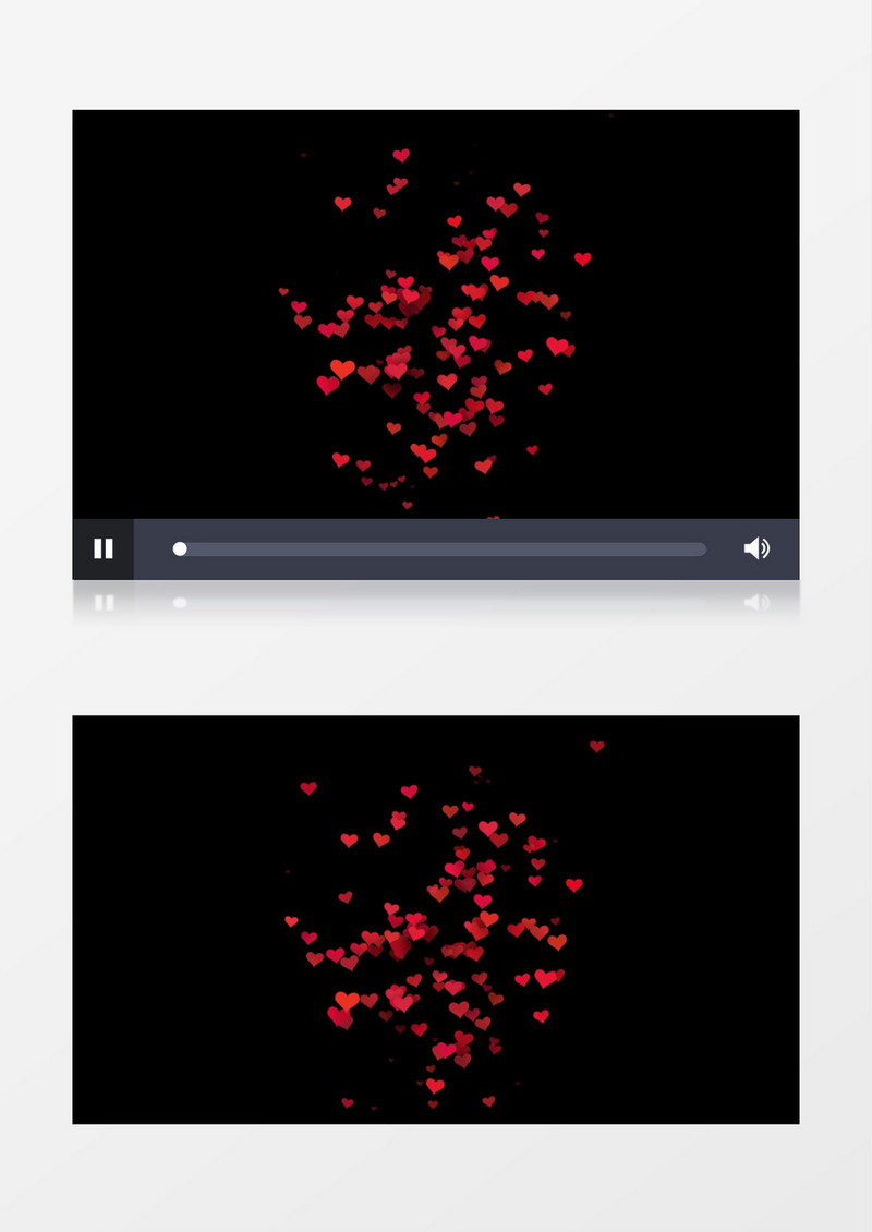向上慢慢漂浮的红色爱心粒子视频素材