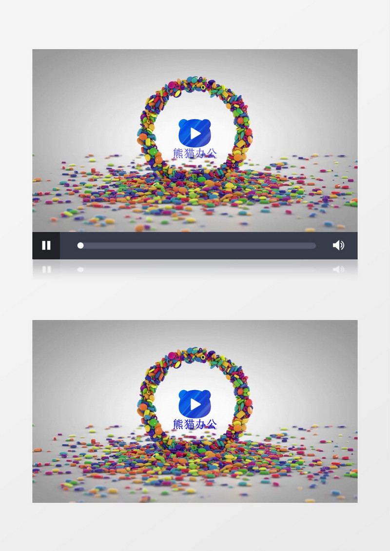无数彩色糖果小元素掉落logo出现动画视频会声会影模板