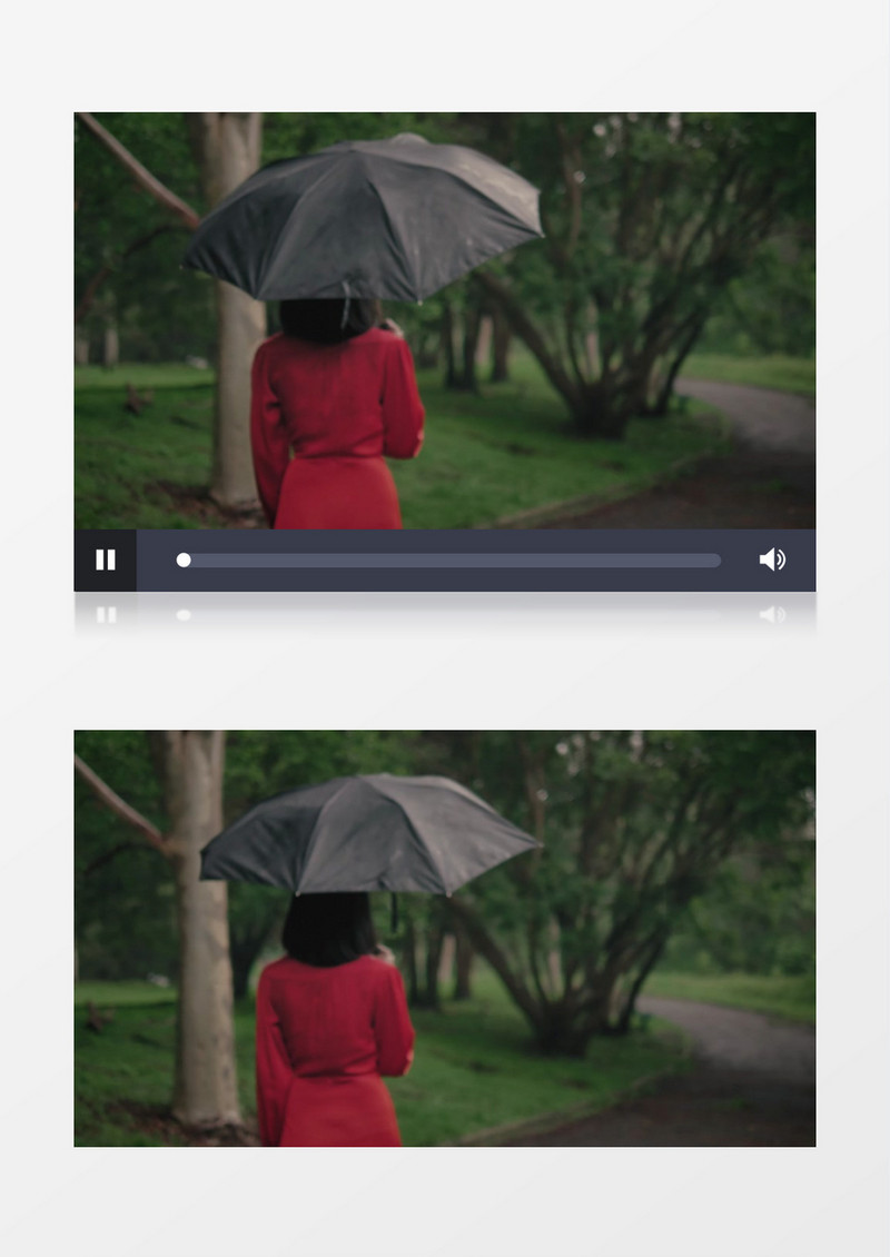 法式唯美优雅红色裙子时尚女子打伞实拍视频素材