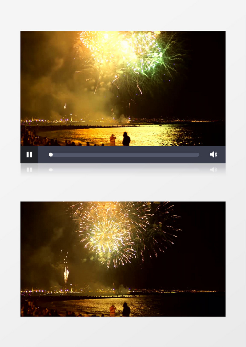 海滩天空上燃放烟花实拍视频素材