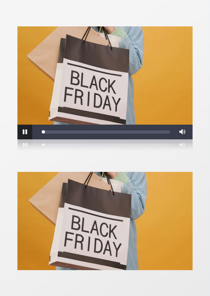 美女拿着周五促销的纸购物袋展示实拍视频素材实拍视频素材