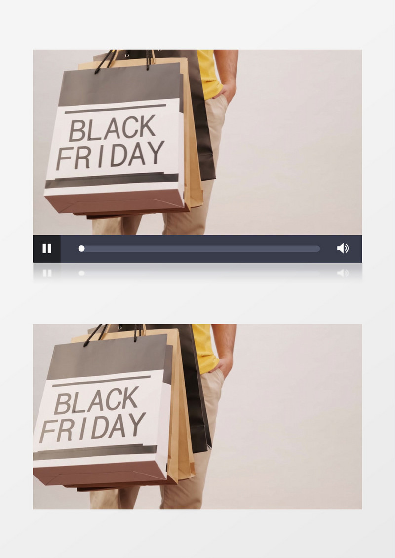 男人提着黑色星期五纸购物袋展示实拍视频素材