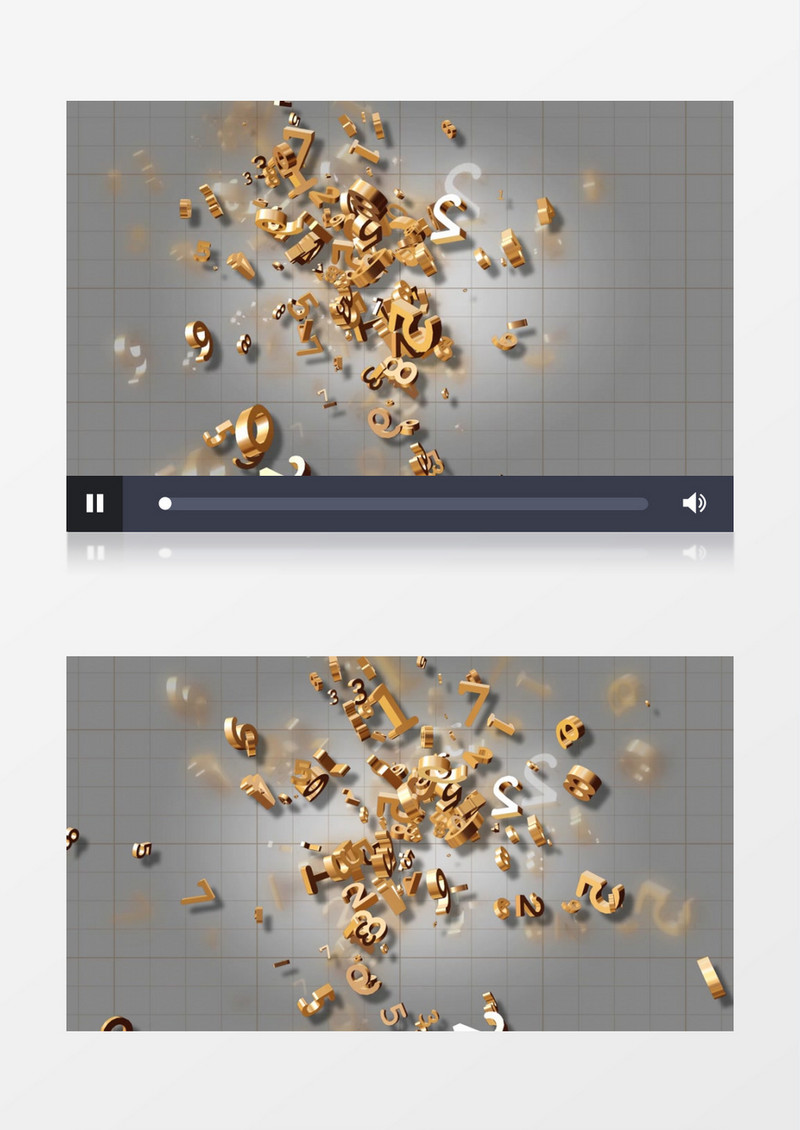 金黄立体数字旋转素材背景视频