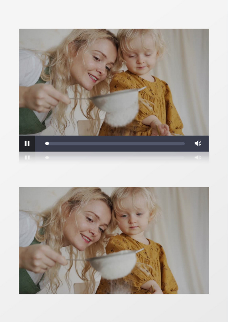 妈妈在陪宝宝一起筛糖霜实拍视频素材