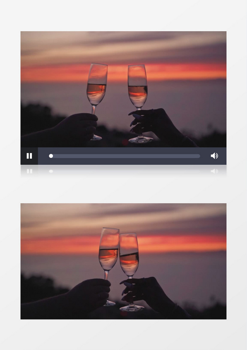 一对情侣在夕阳下喝香槟实拍视频素材