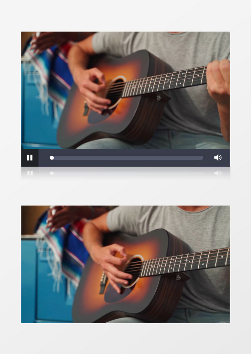 男人在弹奏吉他实拍视频素材