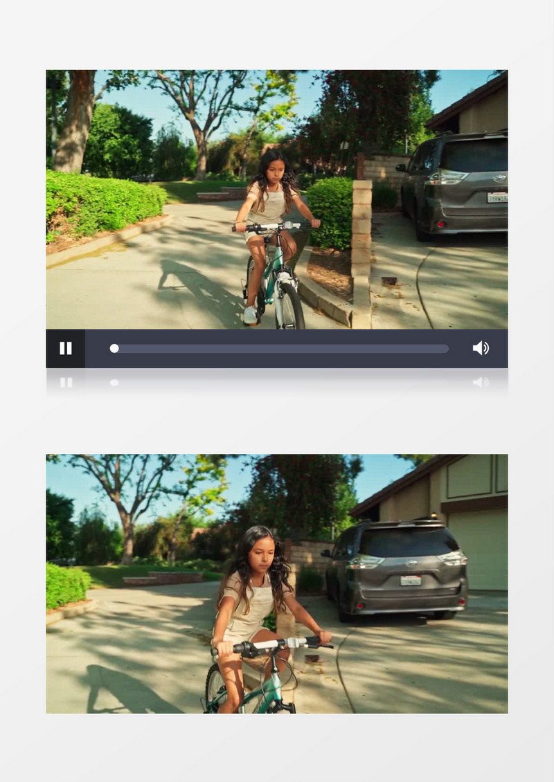 小女孩在骑自行车实拍视频素材
