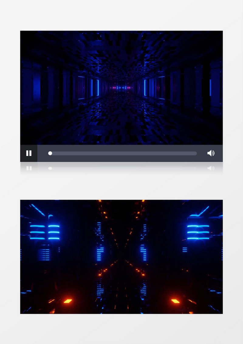镜像方形隧道不断深入背景视频素材有音乐