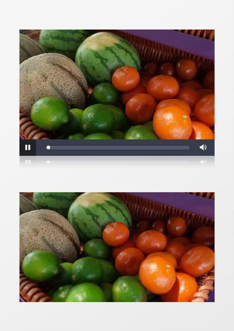 瓜果橙子整齐的摆放在菜篮里实拍视频素材