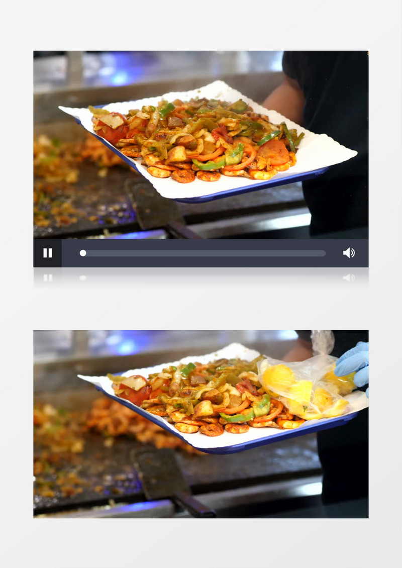 高清实拍厨师打菜配餐过程实拍视频素材