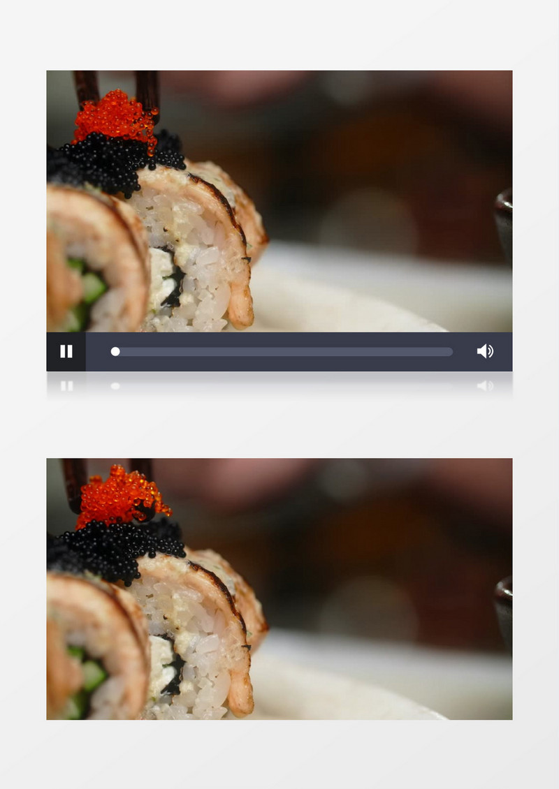 料理师在寿司上铺鱼子酱实拍视频素材
