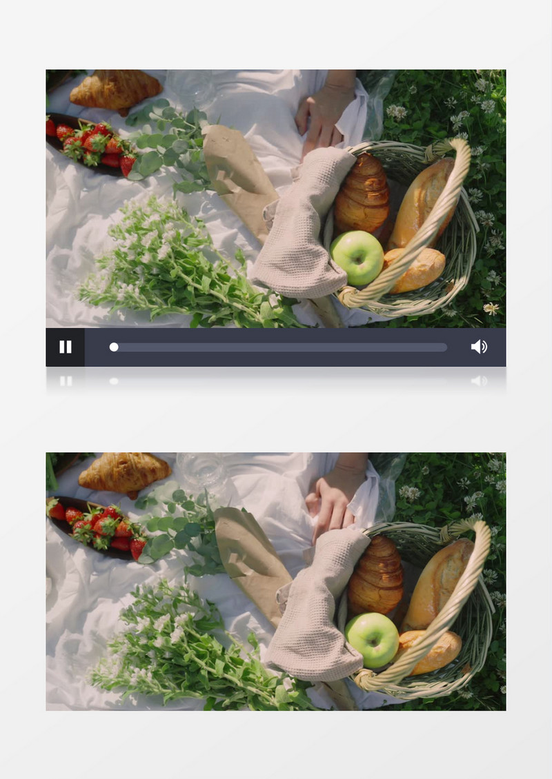 女人在野餐布上摆放食物实拍视频素材