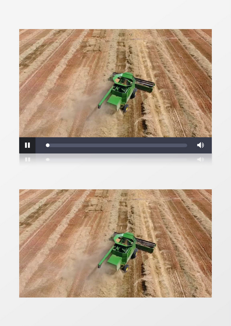 大型收割机在收割农作物实拍视频素材