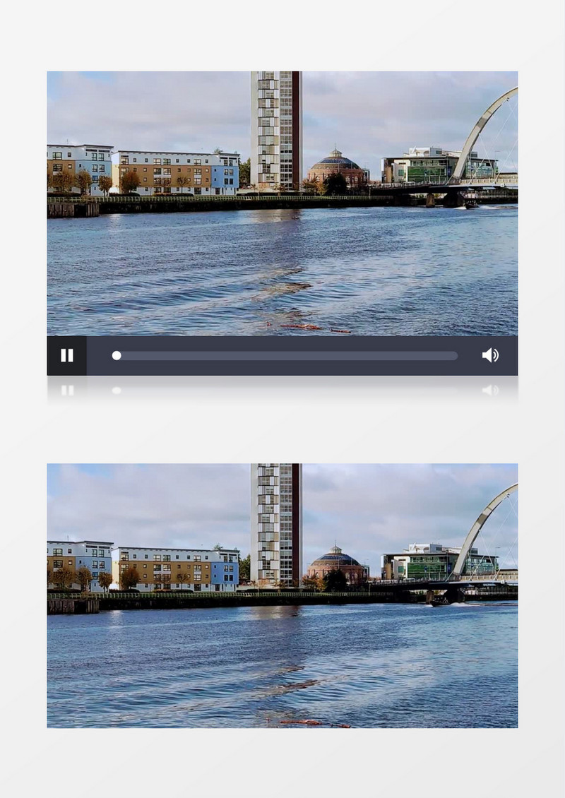 实拍水面的景象和行驶的快艇实拍视频素材