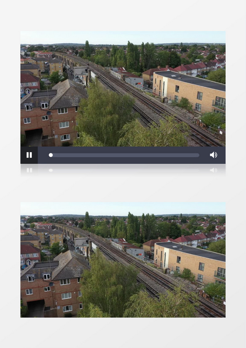 实拍建筑物中间的铁路轨道实拍视频素材