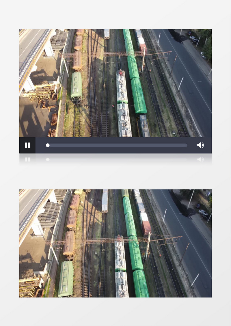 航拍火车在轨道上行驶实拍视频素材