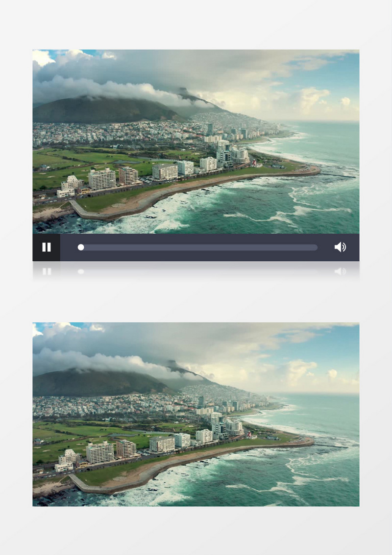 实拍被大海环绕的小城景观实拍视频素材