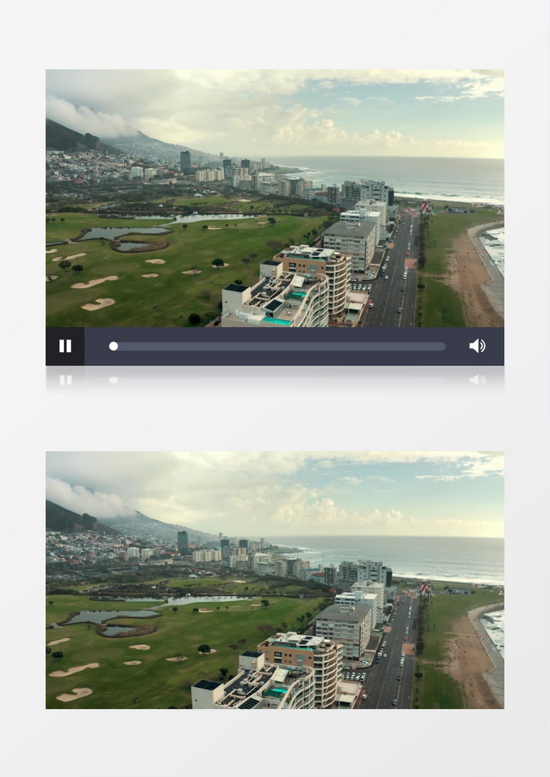 航拍沿海城市的城中景色实拍视频素材