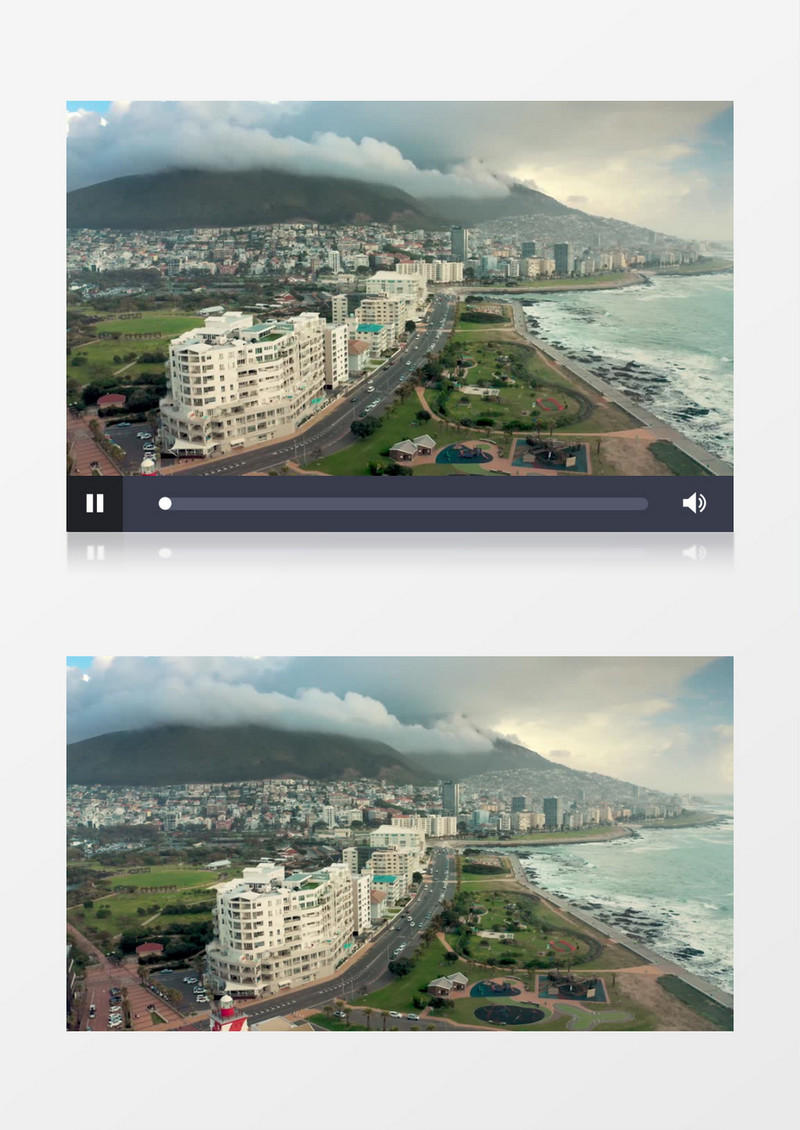 航拍沿海城市的景观实拍视频素材