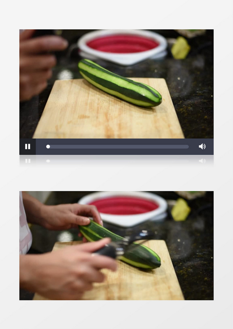 厨师在给黄瓜刮皮实拍视频素材