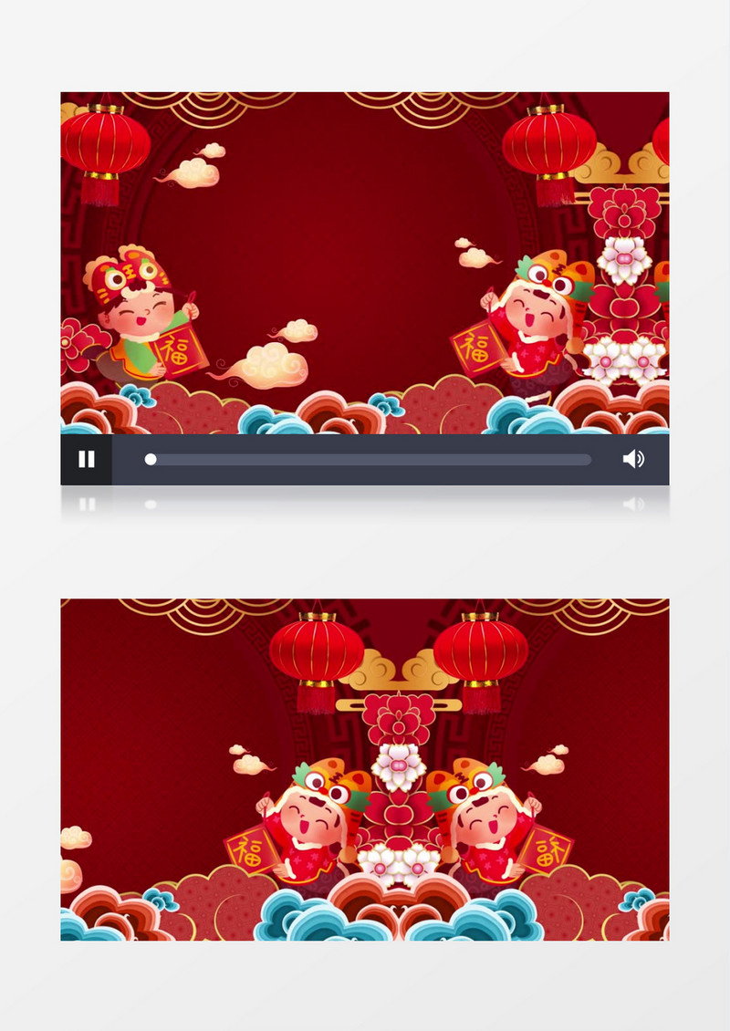 红色喜庆无缝对接春节背景视频素材