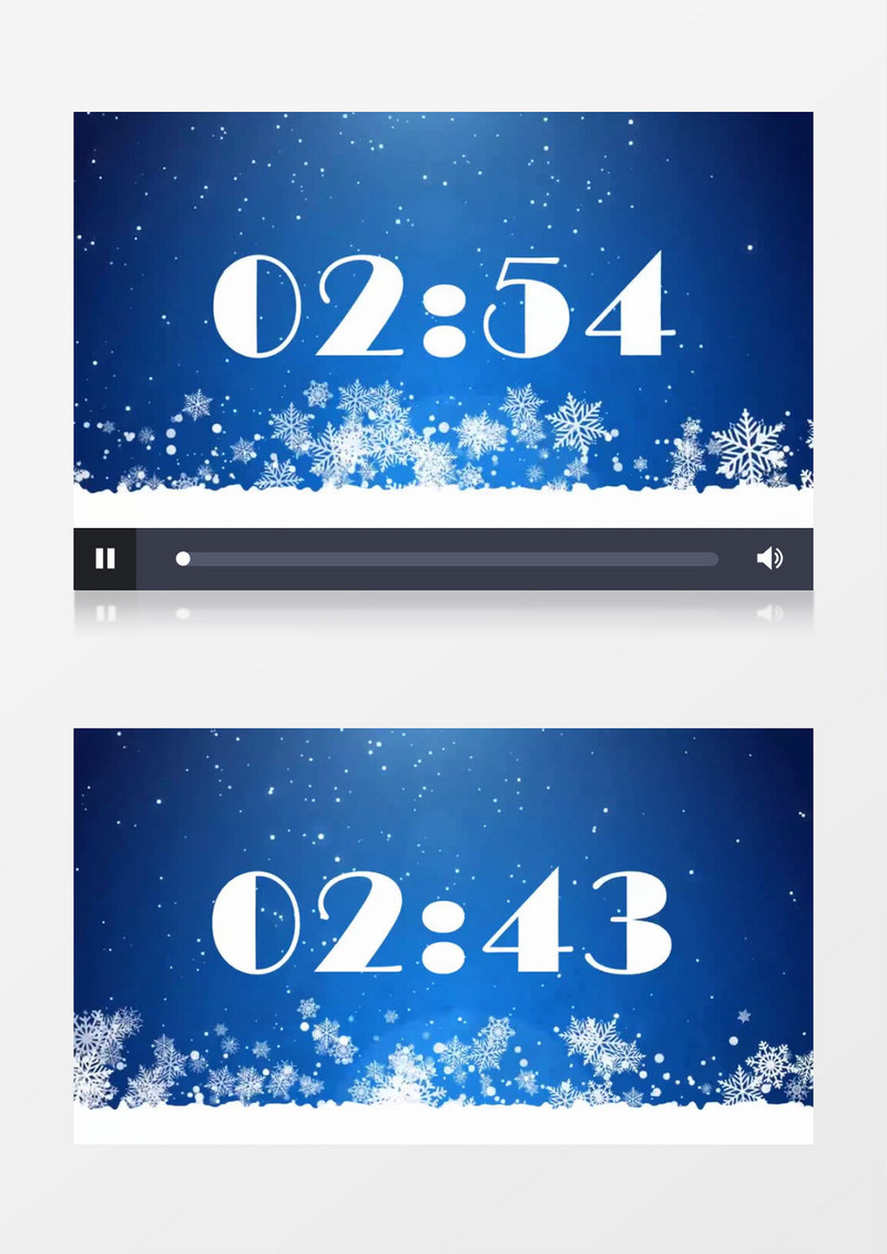 蓝色卡通冬季圣诞节三分钟倒计时背景视频