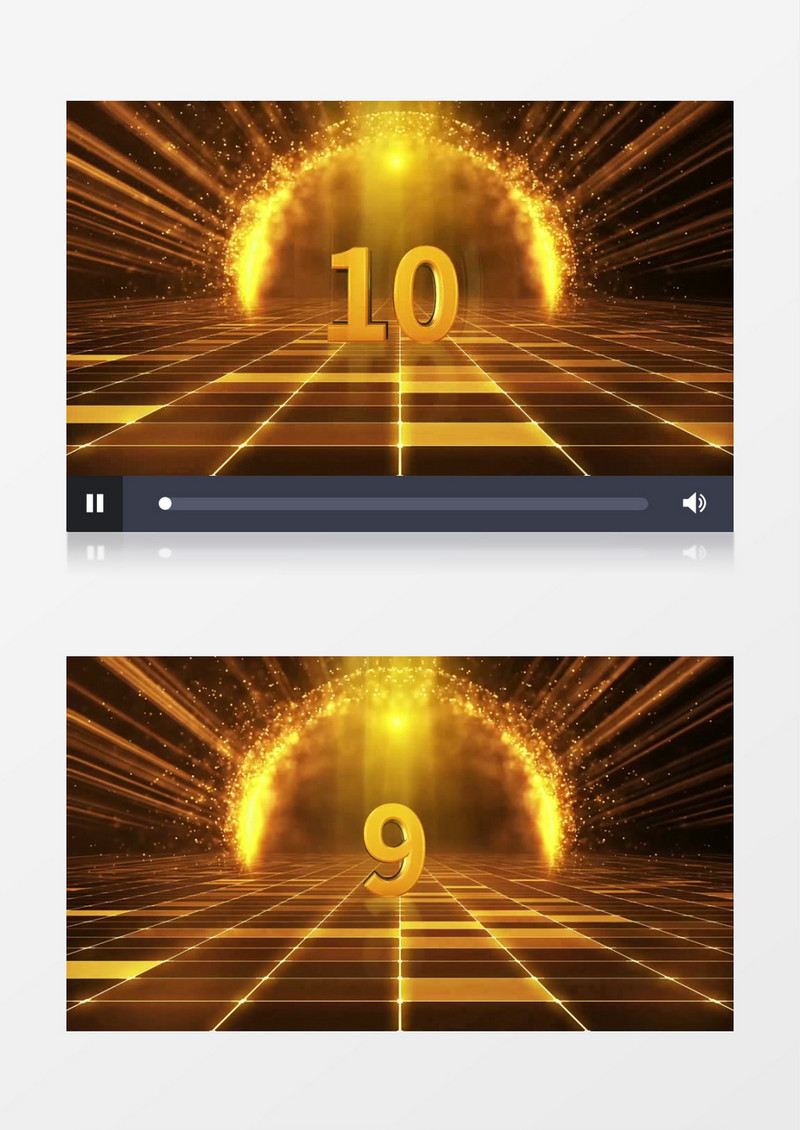 金色舞台粒子文字十秒倒计时年会背景视频