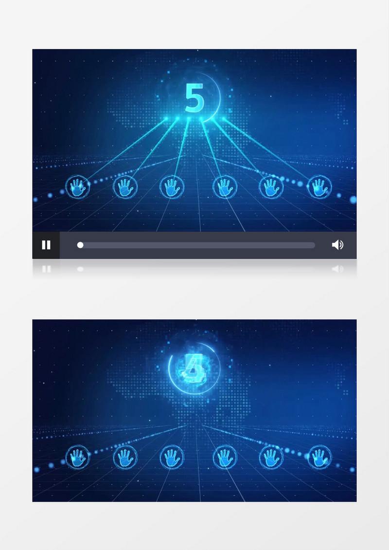 蓝色商务科技年会6手掌5秒倒计时背景视频