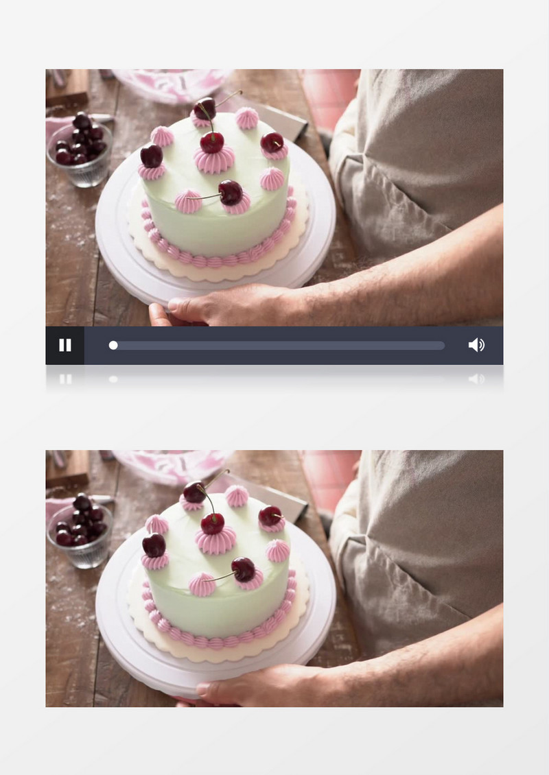 蛋糕师在展示制作完成的蛋糕实拍视频素材