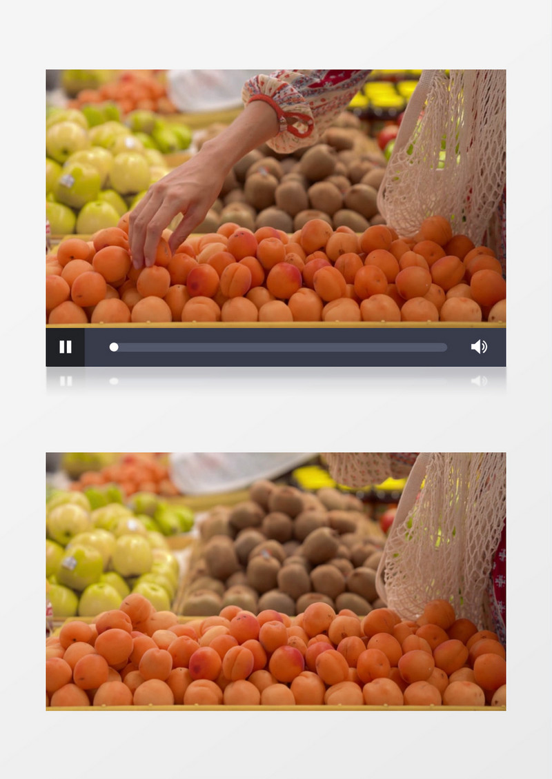 女人在水果摊上挑选油杏实拍视频素材