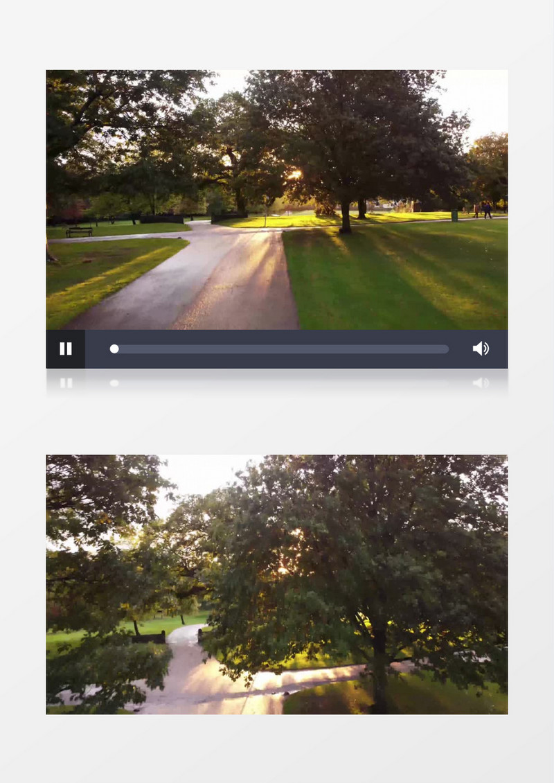 清晨阳光照射在公园上方的景象实拍视频素材