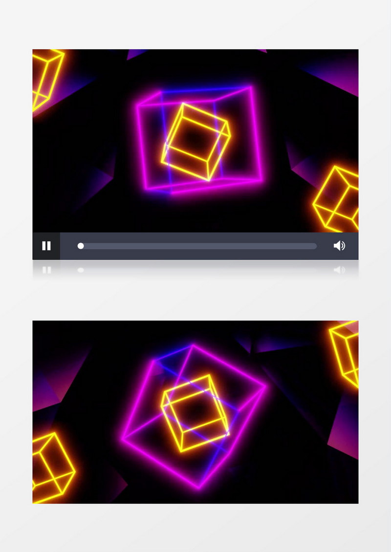 旋转的霓虹方形动画背景视频素材有音乐