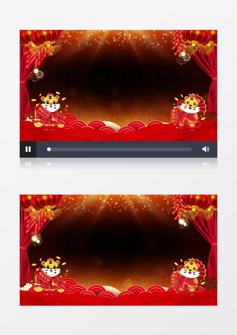 虎年新春红色喜庆金色粒子视频遮罩边框后期素材