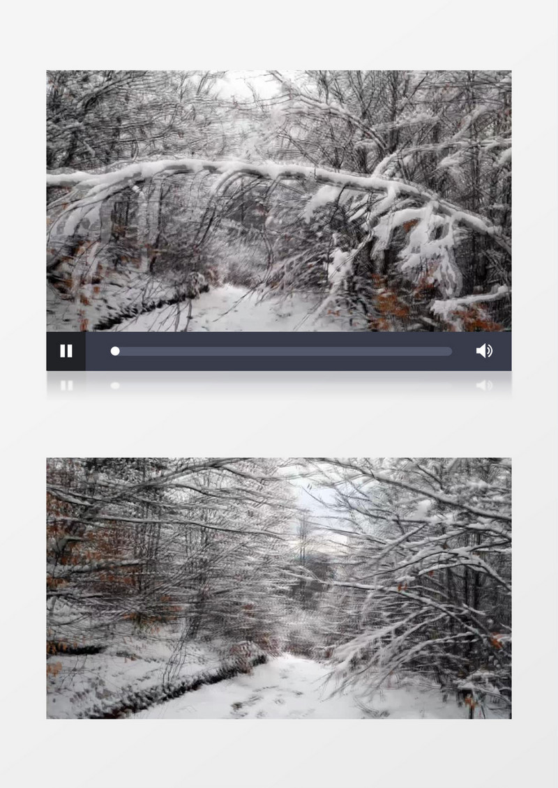 冬季穿梭在被大雪覆盖的丛林中实拍视频素材