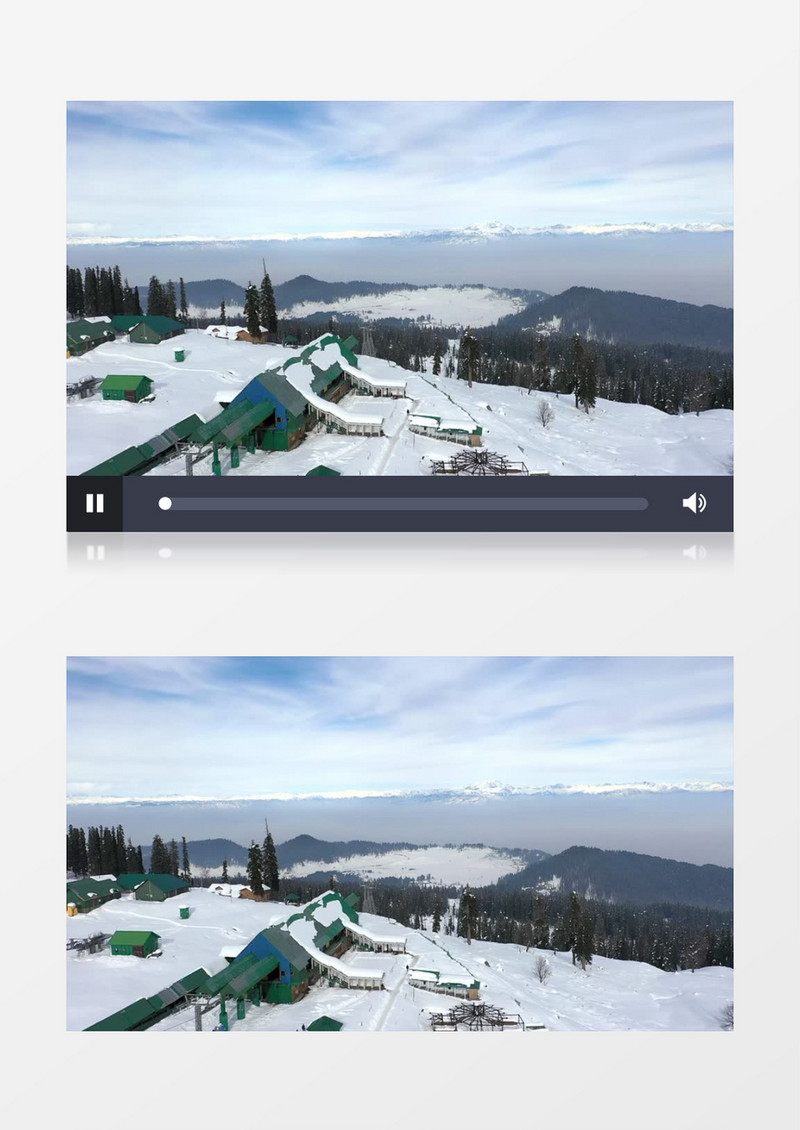 山顶上被大雪覆盖的民居实拍视频素材