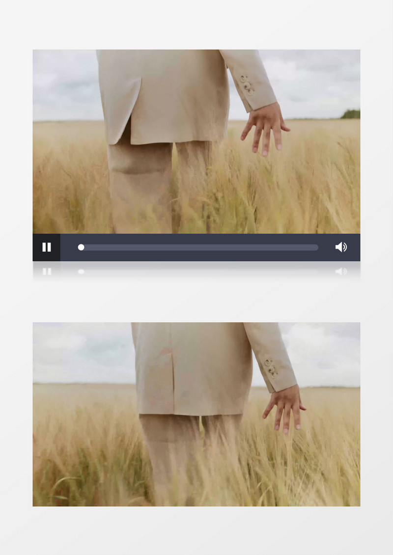 穿西装的女人打伞走在稻田里实拍视频素材