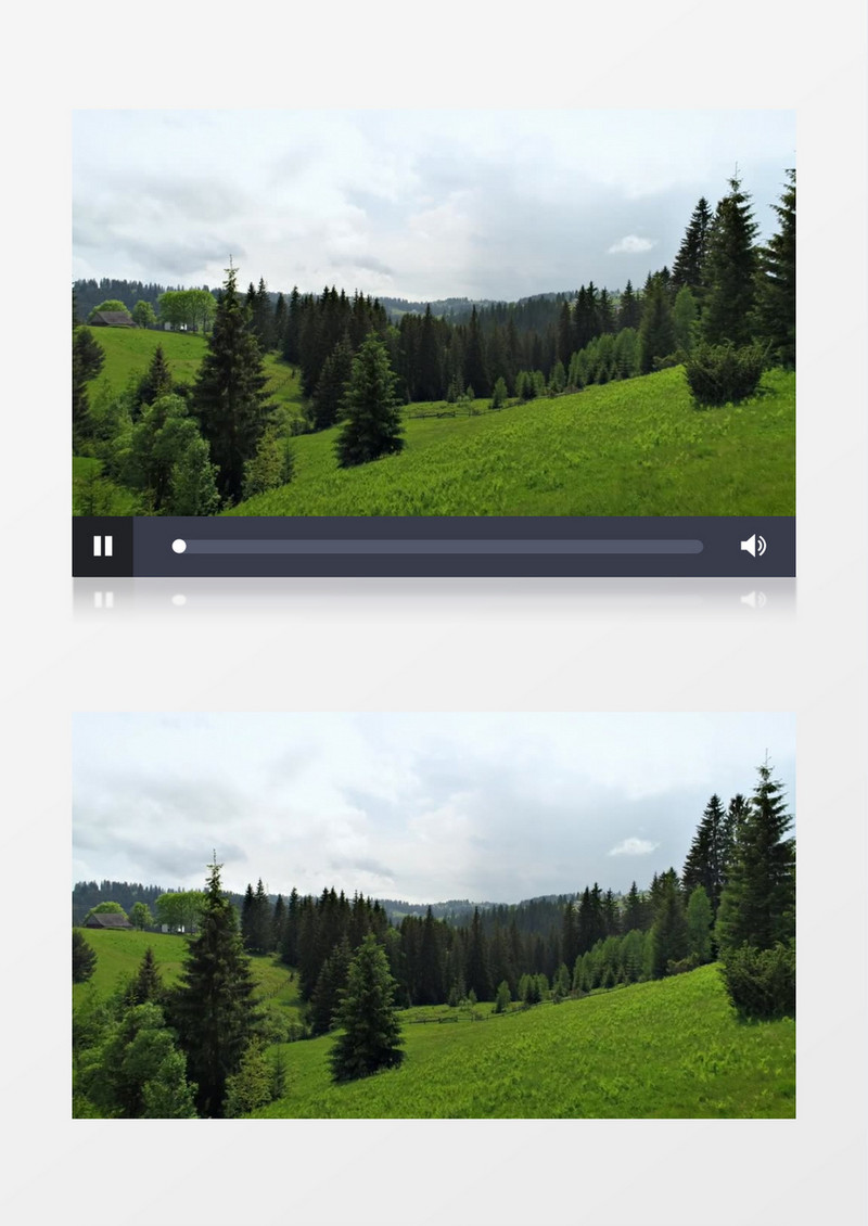 实拍山丘上的树木和草地景色实拍视频素材