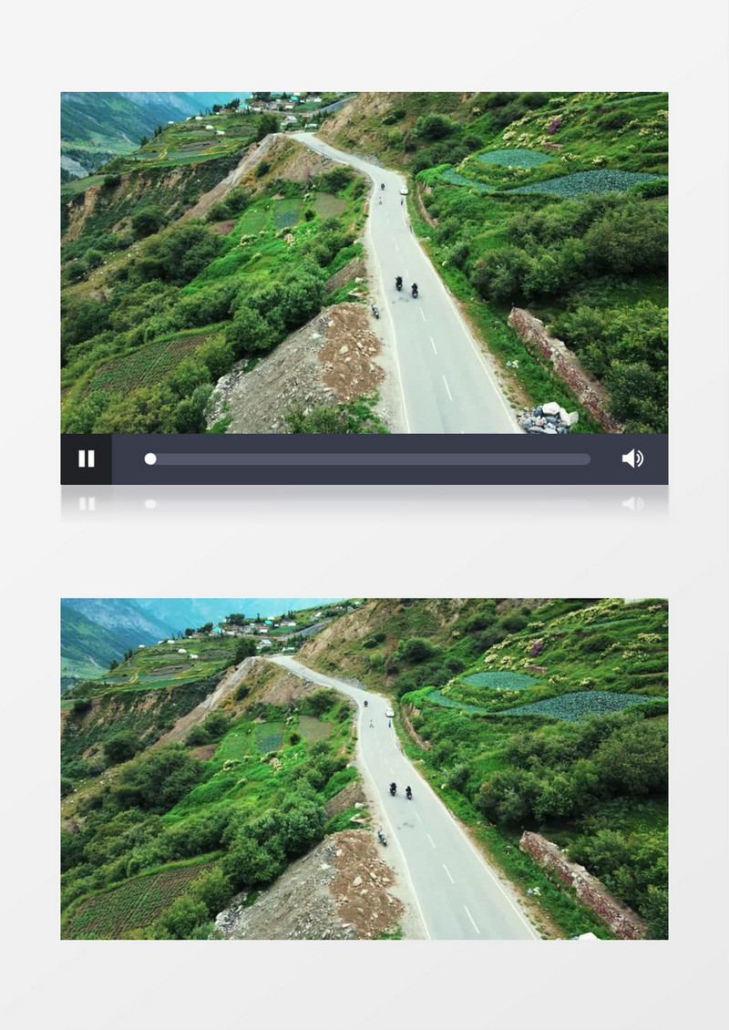 航拍半山腰的公路和两边的景色实拍视频素材