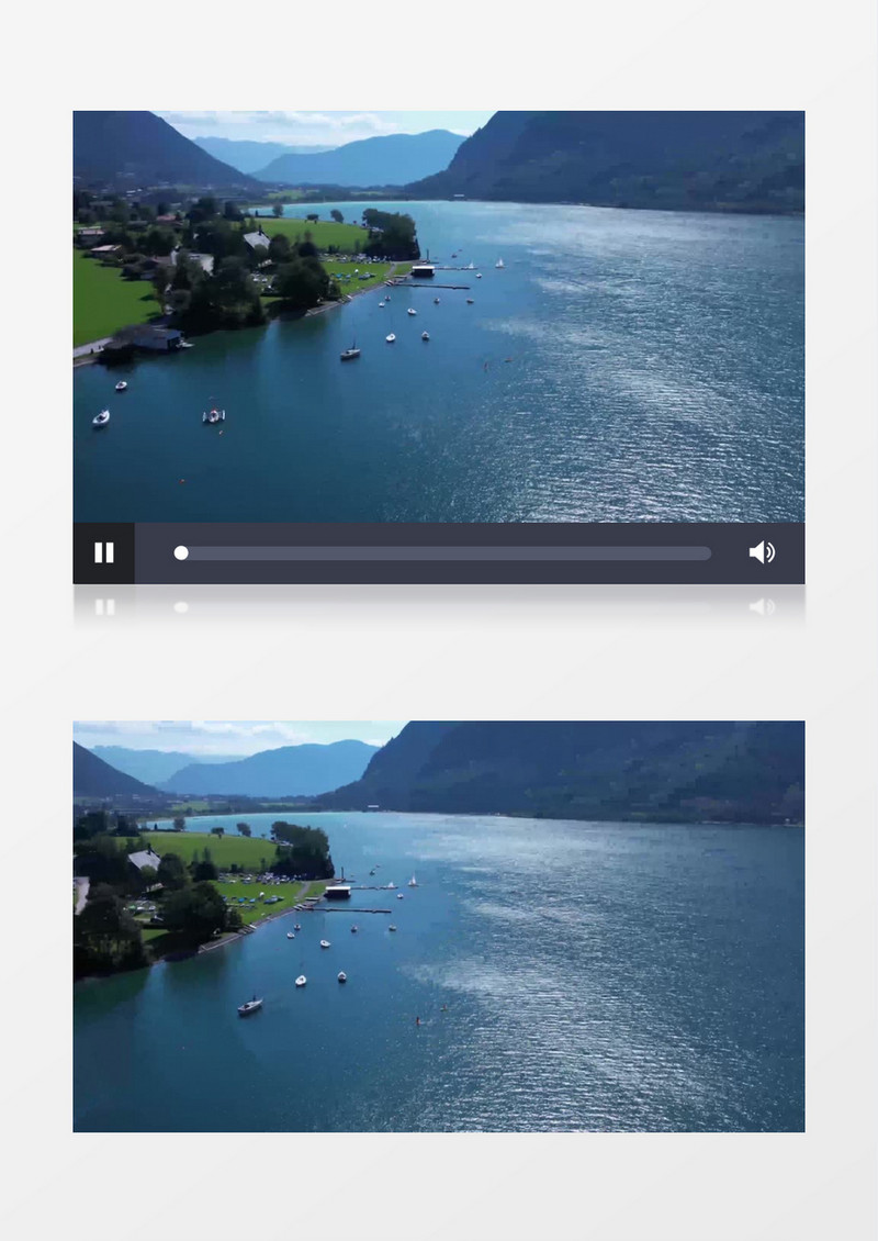 航拍微光粼粼的湖水实拍视频素材