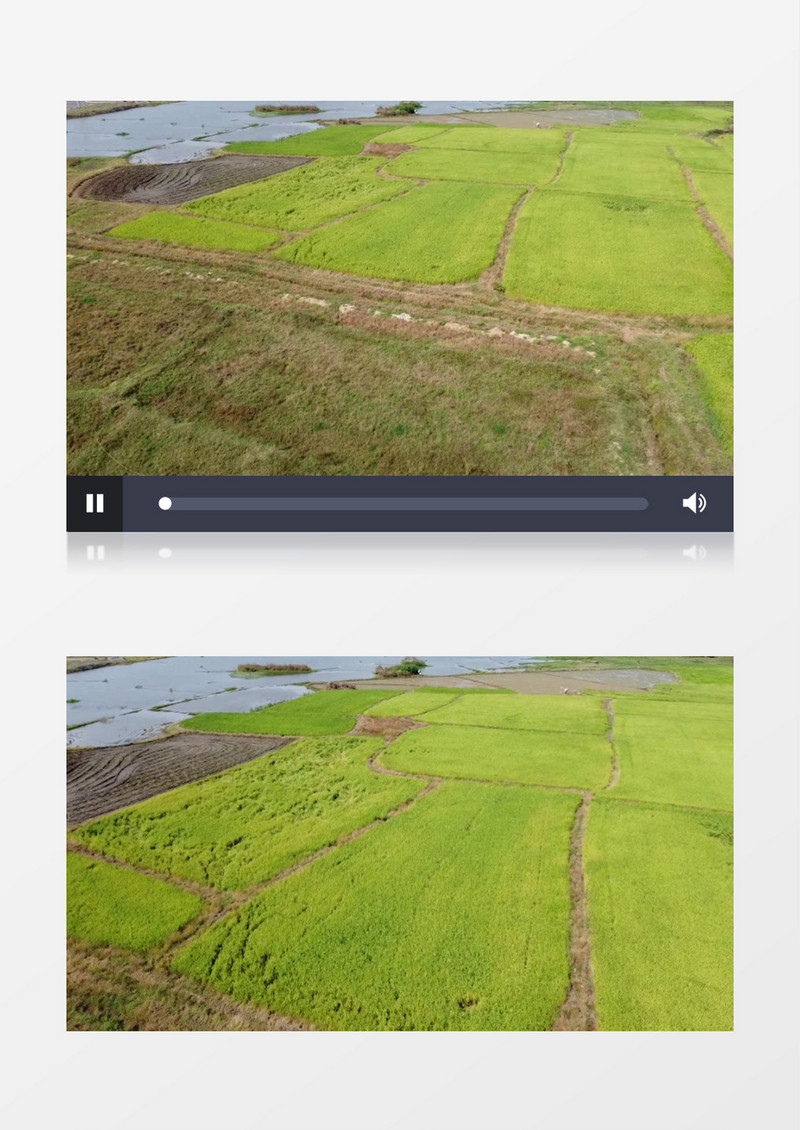 航拍郊区的草地和河水实拍视频素材