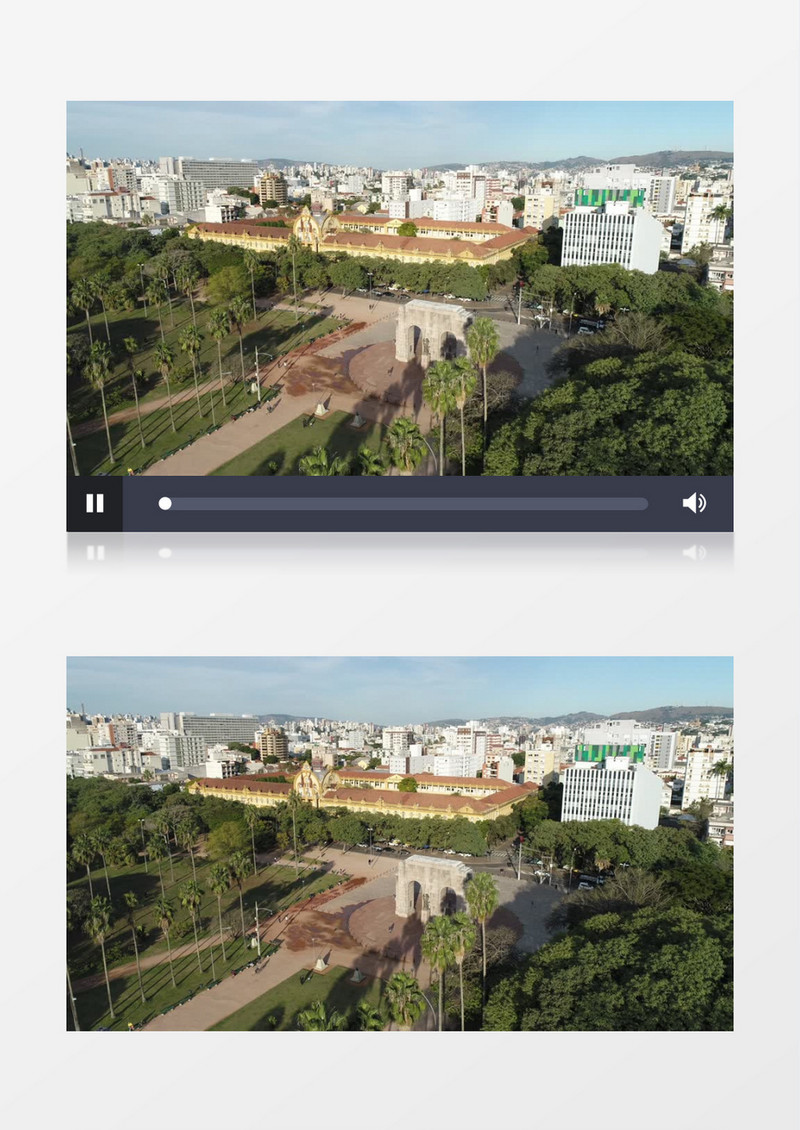 航拍公园附近的城市建筑景观实拍视频素材