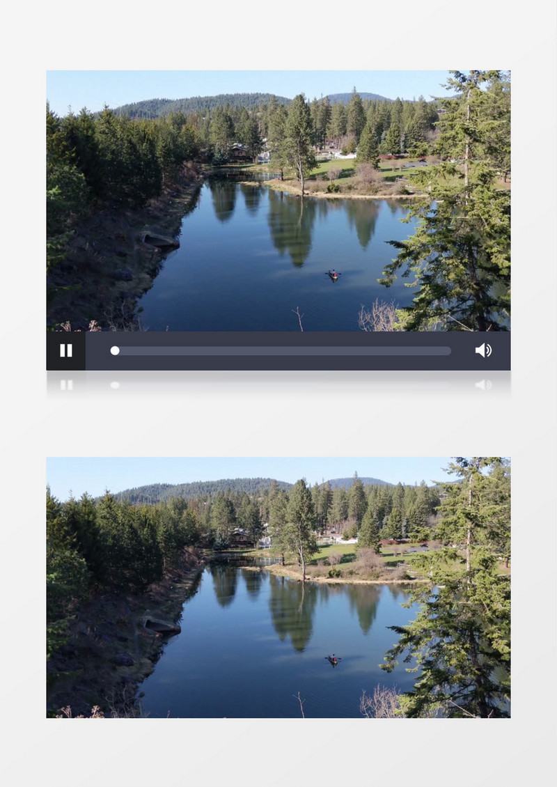 平静的水面和湖水周边的景色实拍视频素材