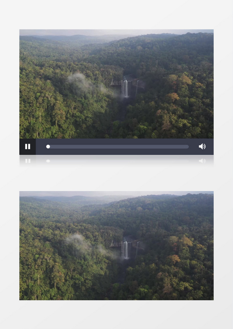 茂密的丛林中有一处瀑布实拍视频素材
