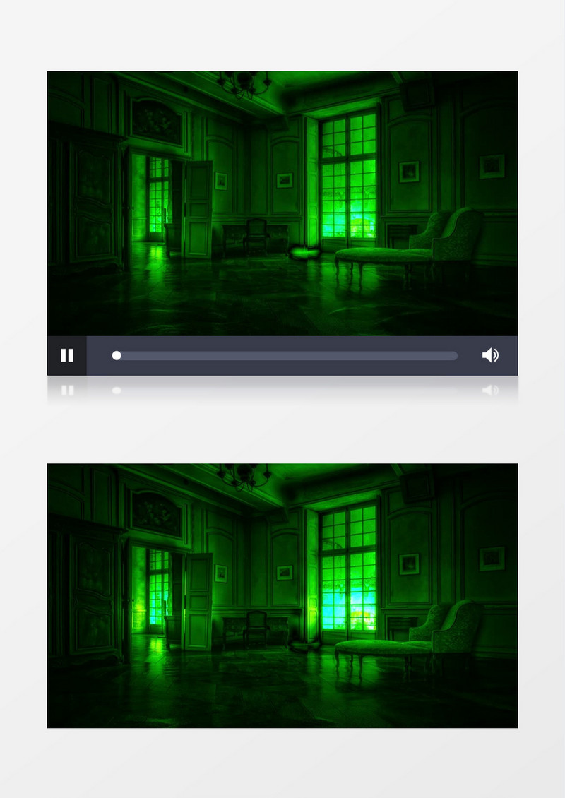 复古的房子中反射的绿色光波背景视频素材
