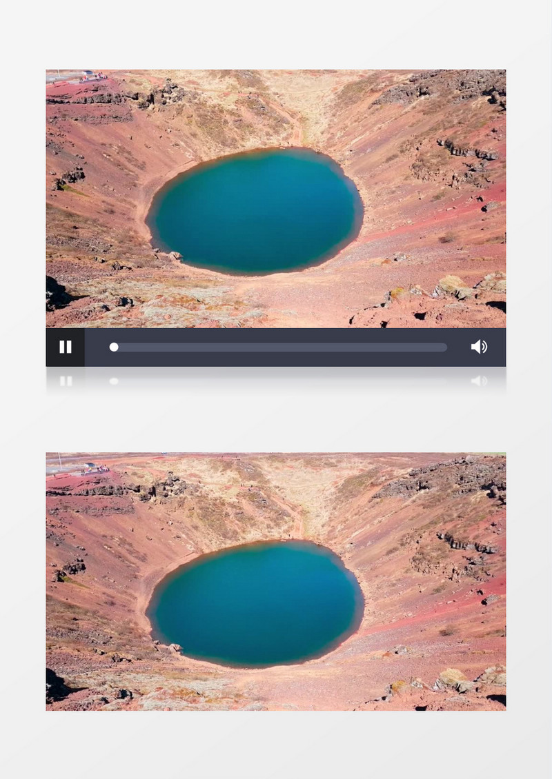 一个大坑里有一片湖水实拍视频素材