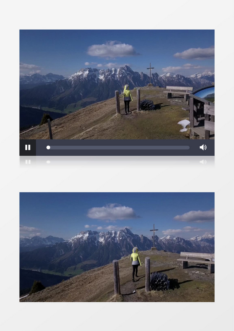 航拍山顶上的雪花和巍峨的山川实拍视频素材