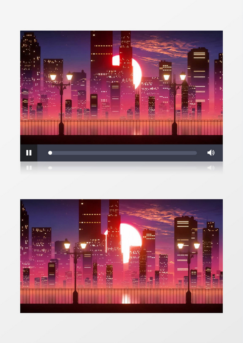 红色霓虹城市背景视频素材有音乐