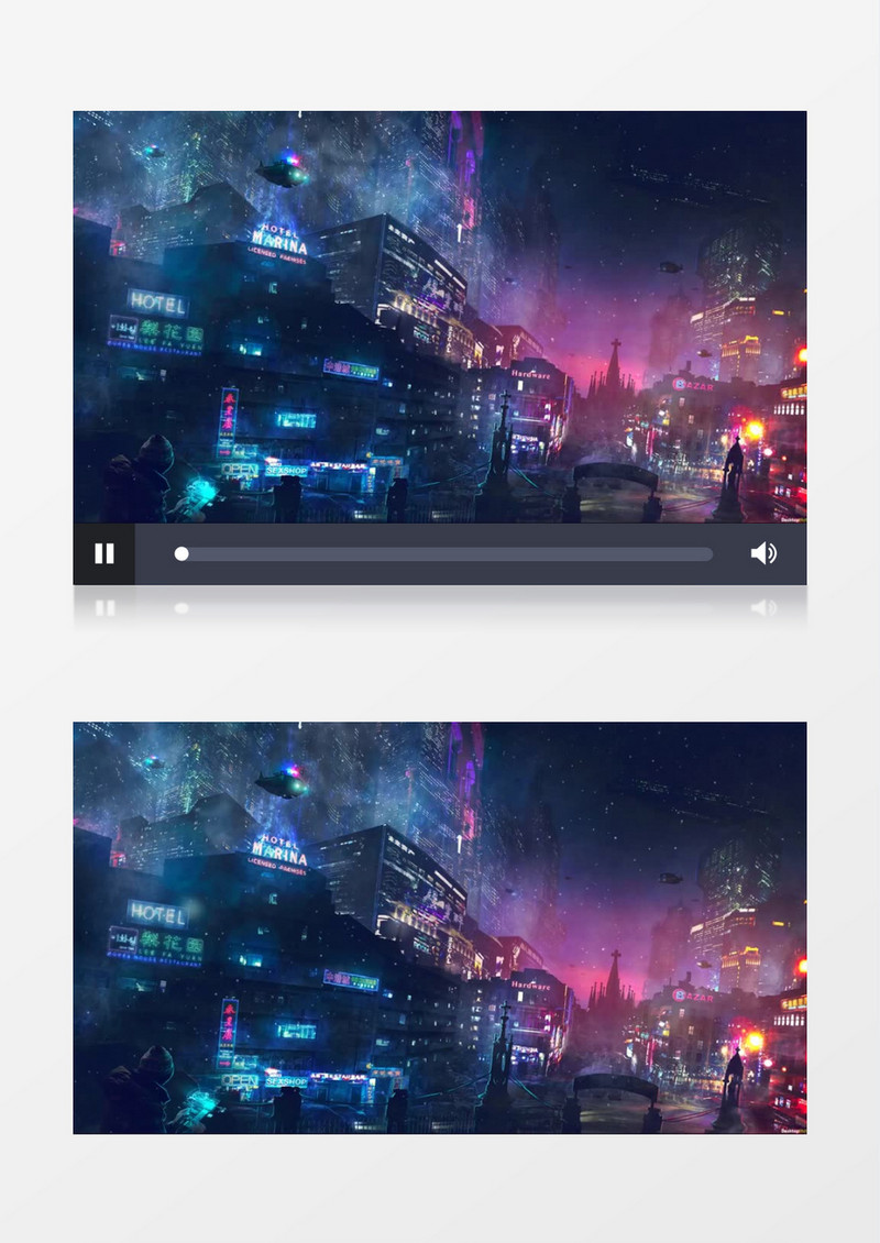 科技炫酷霓虹城市背景视频素材有音乐