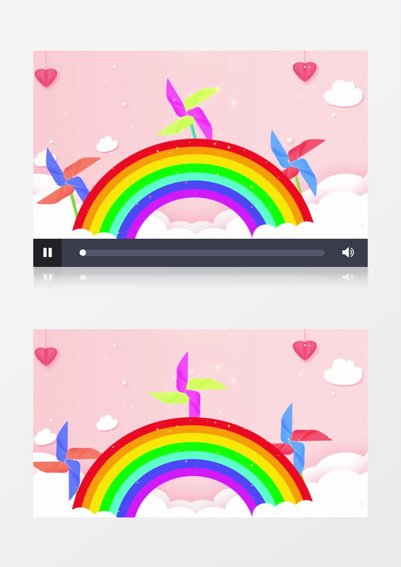 卡通可爱风风车彩虹动态背景视频