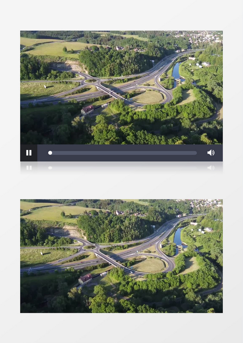 航拍郊区的立交桥车流信息实拍视频素材